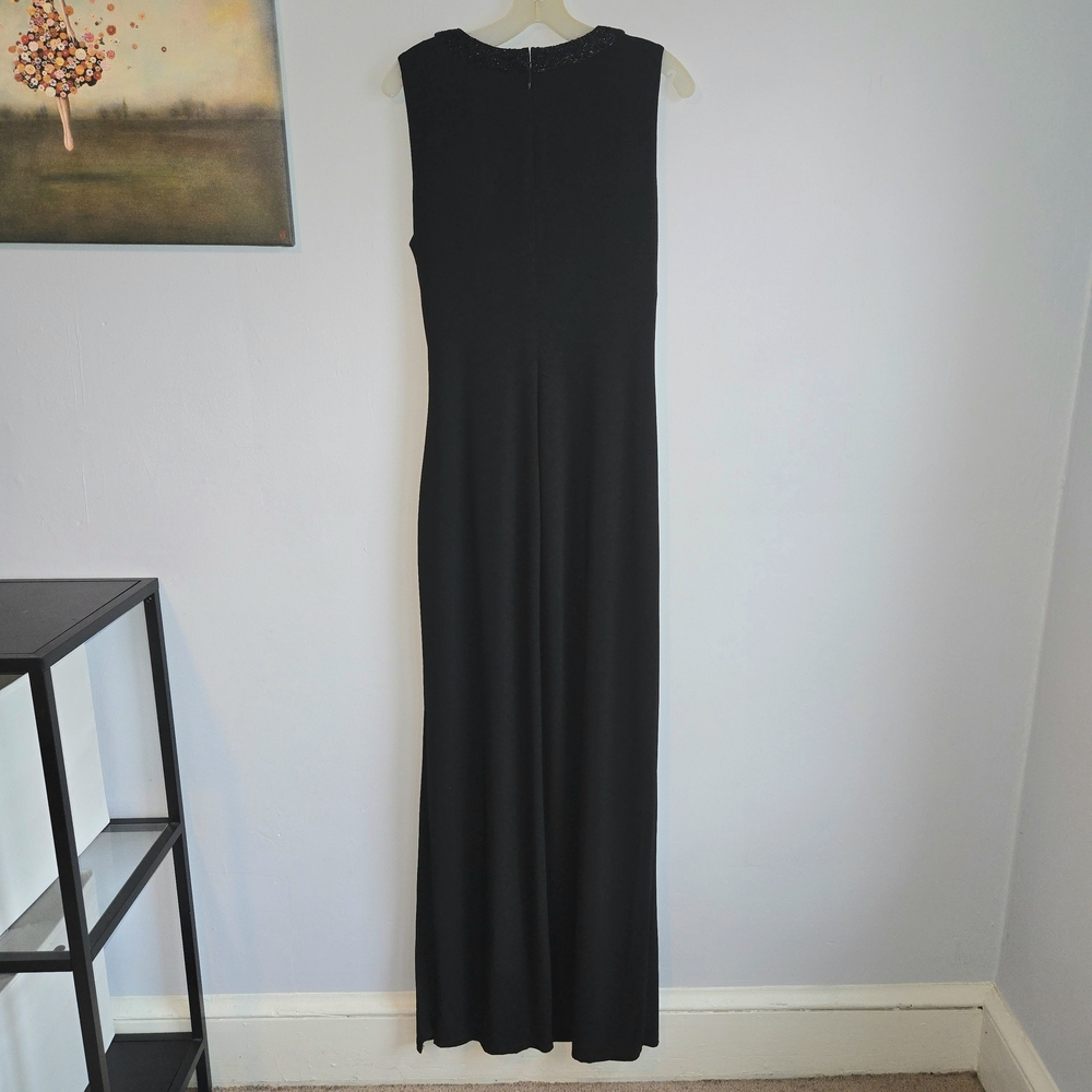 Lauren Ralph Lauren Black Maxi Dress with Beaded Neckline - Picture 3 of 9
